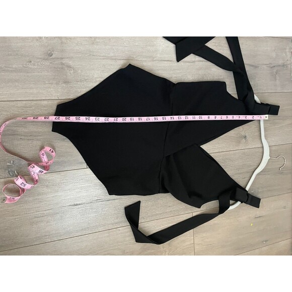 OH MY LOVE London Womens bow v neck black Bodysuit Medium - Picture 2 of 10